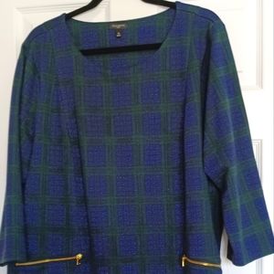 2X Talbots Royal blue and green tartan tunic